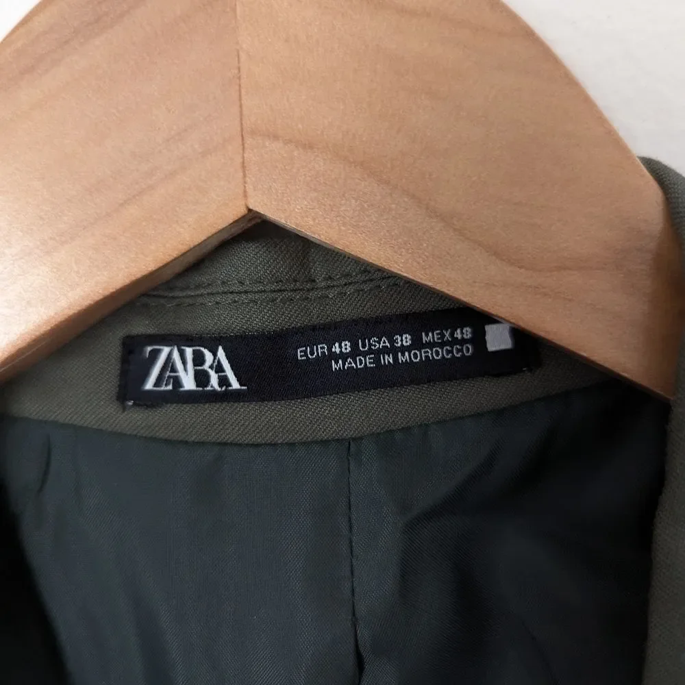 NWT Zara men's muted green Stretch Suit business casual office jacket blazer